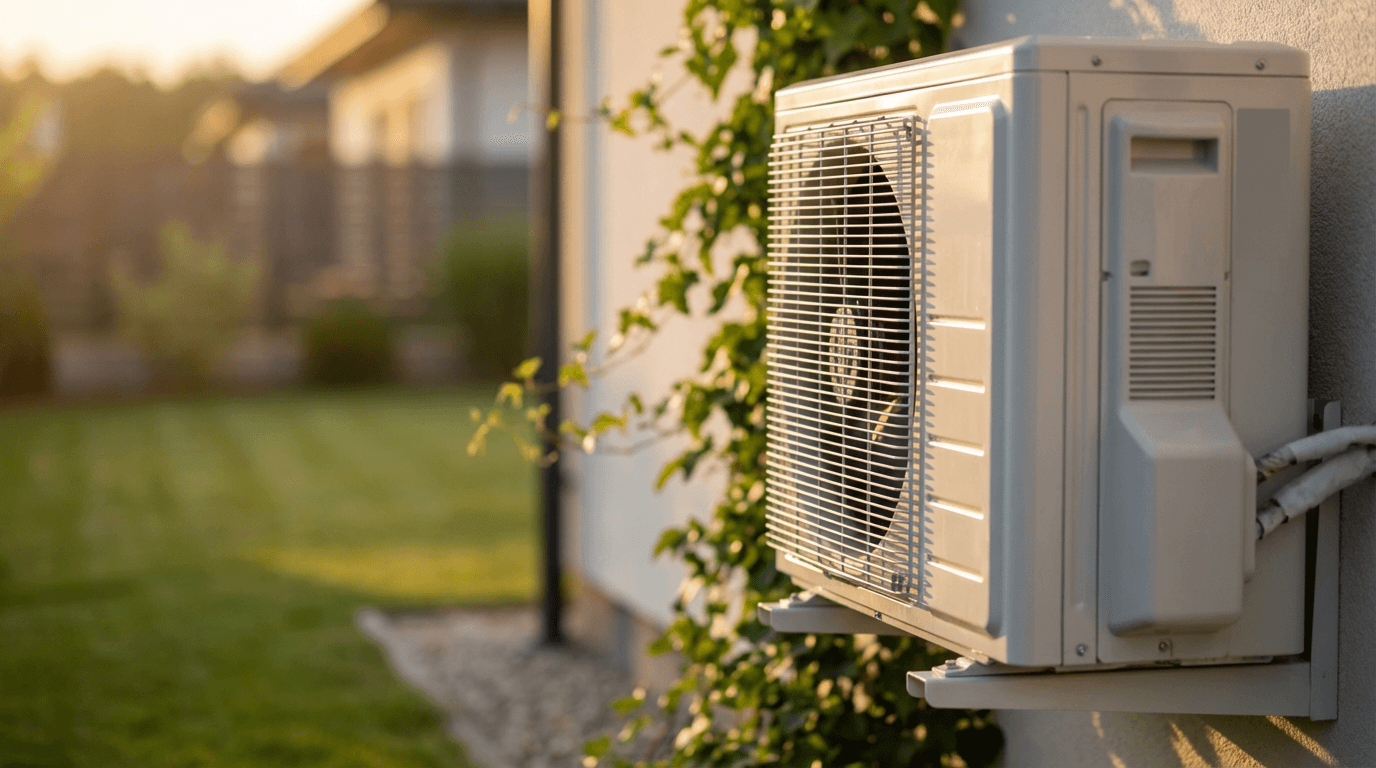Residential HVAC system installed outside home
